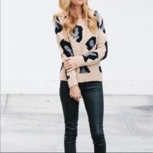 Anthropologie Sleeping On Snow Leopard Sweater M